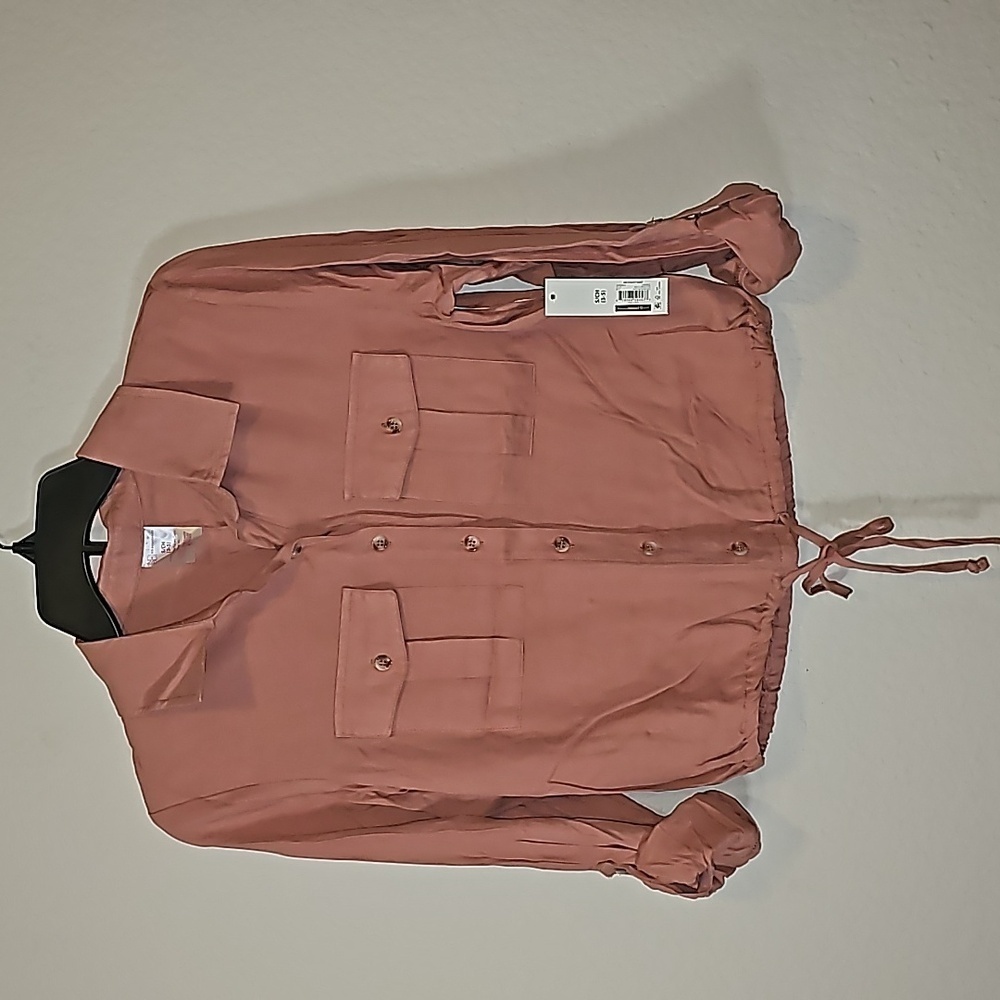 NOBO Tie Front Cropped Long Sleeved Top. Size Sm Rust color